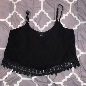 Forever 21 Black Cropped Tank Top w/ Crochet Trim